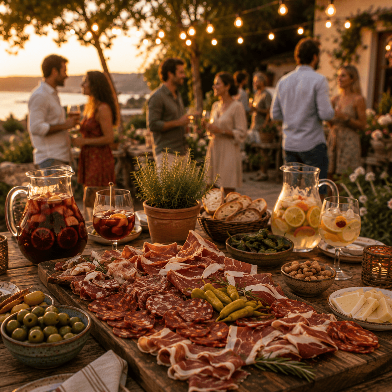 Planche de charcuterie ibérique avec sangria maison